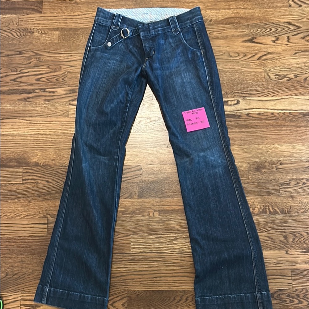 7 For All Mankind Blue Flare Wide Leg Jeans